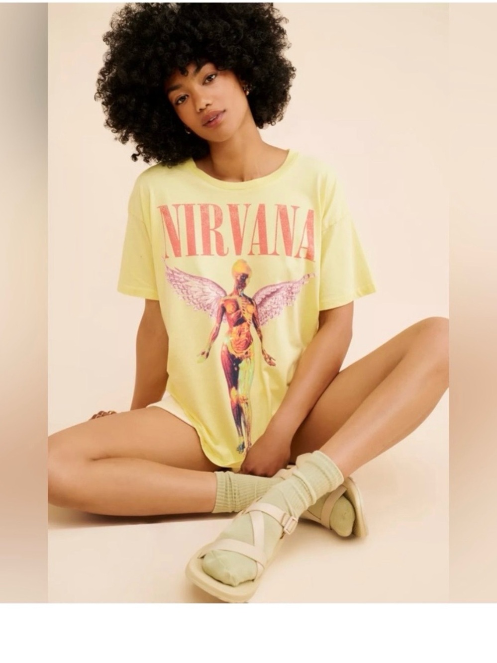 Daydreamer NIRVANA Pale Yellow Tee with S